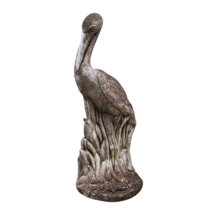 Recon Heron and Reconstituted Stone Vase