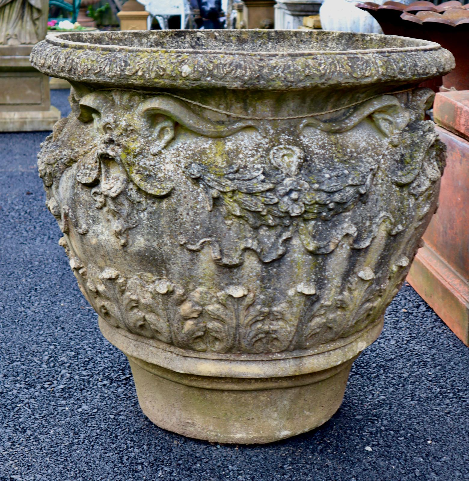 Large Stone Urn - 32 Inches Across, 31 Inches Tall