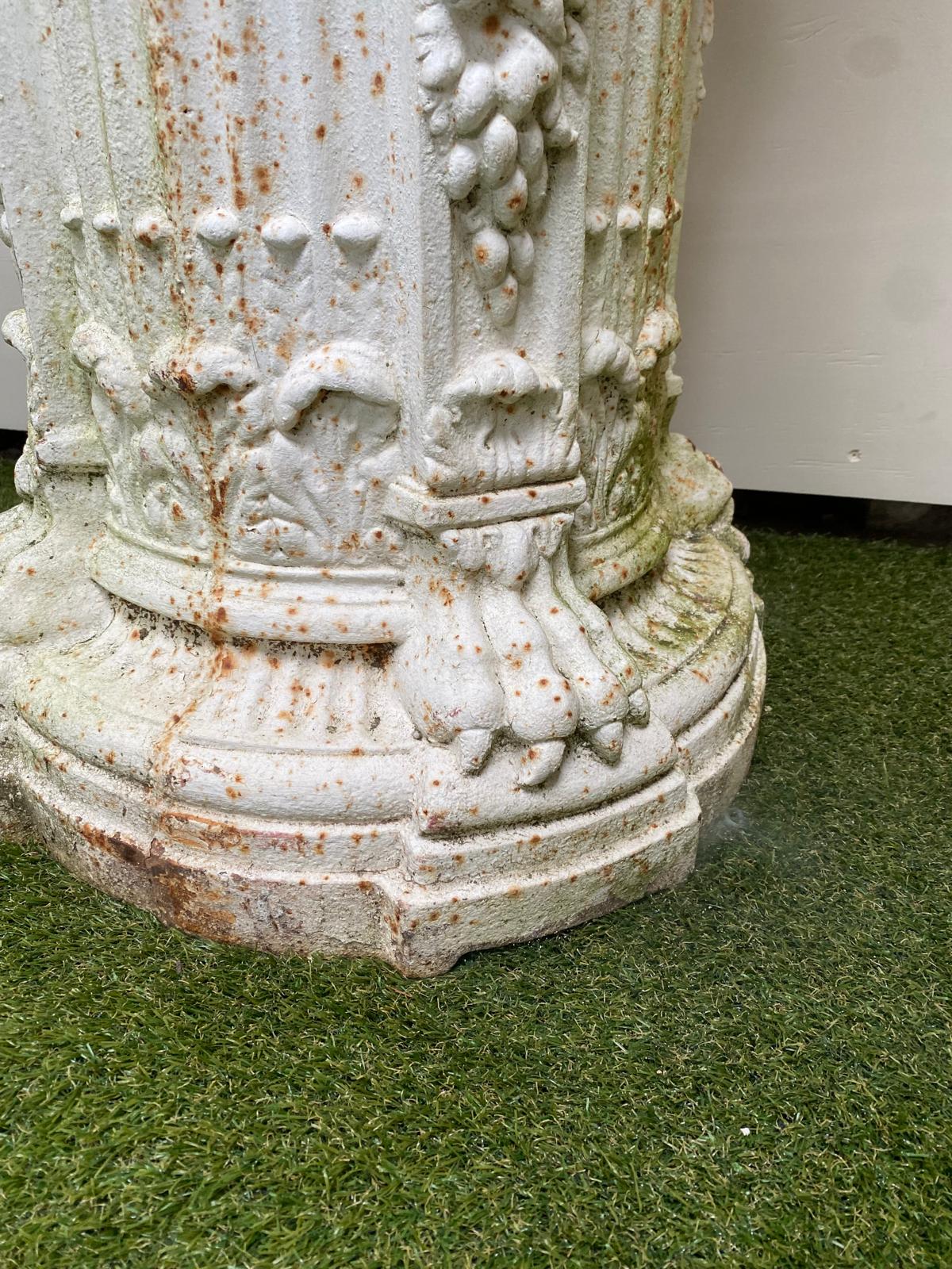 Victorian Cast Iron Columns with Marble Tops (Pair)