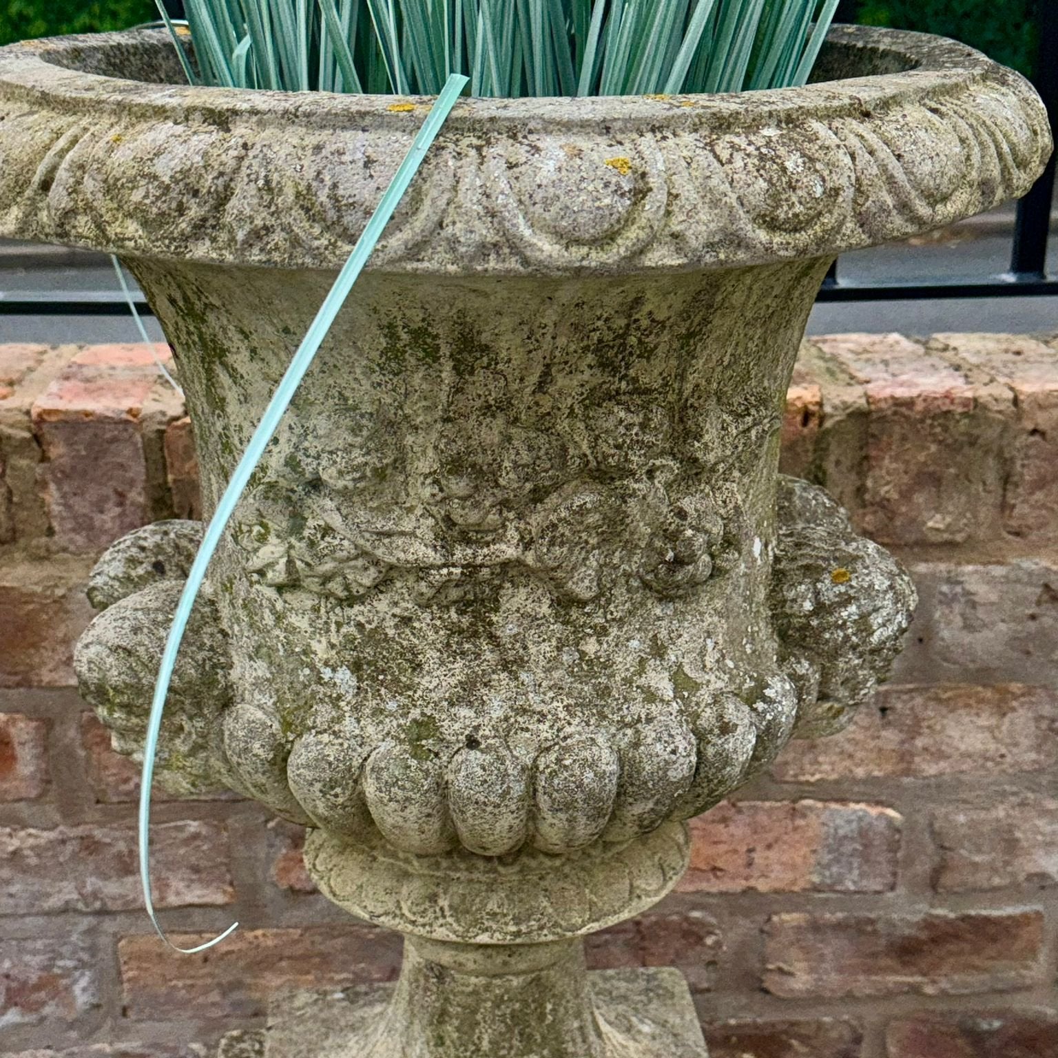 Aged Stone Urn on Plinth