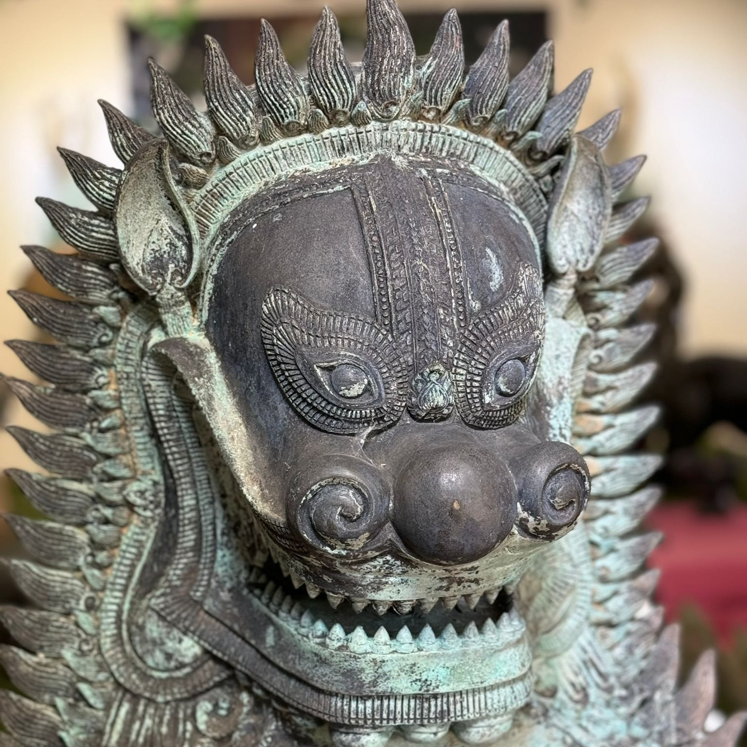 Heavy Bronze Cambodian Foo Dogs (Antique)